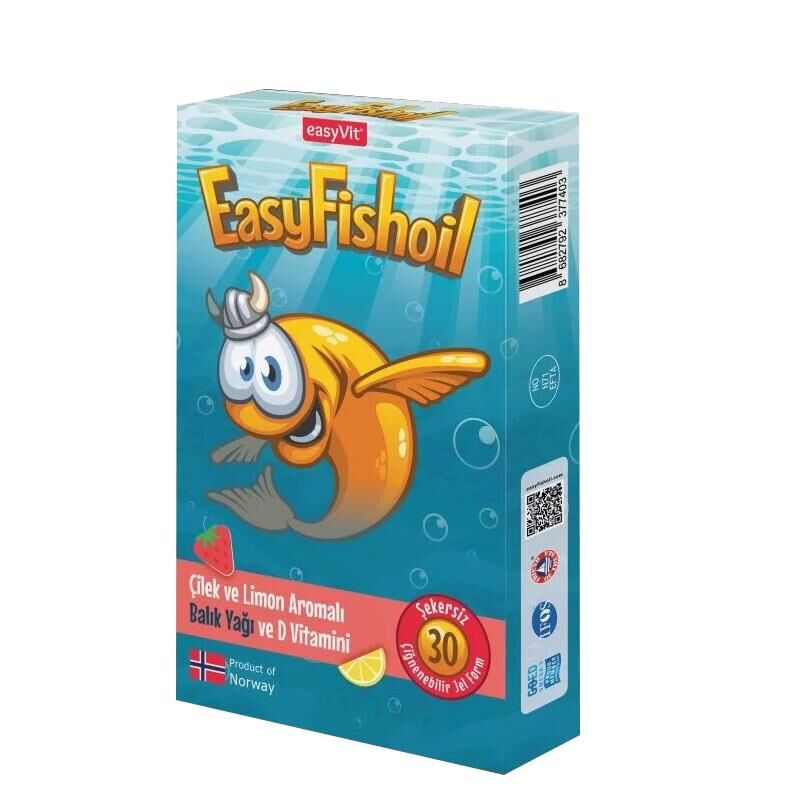 EasyFishoil Çocuk 30 Çiğneme Form Çilek ve Limon Aromalı