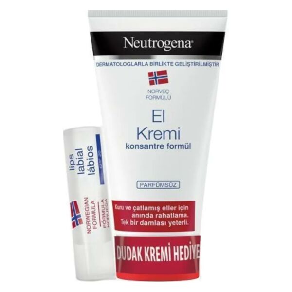 Neutrogena El Kremi 75 ml + Dudak Nemlendiricisi Parfümsüz Set