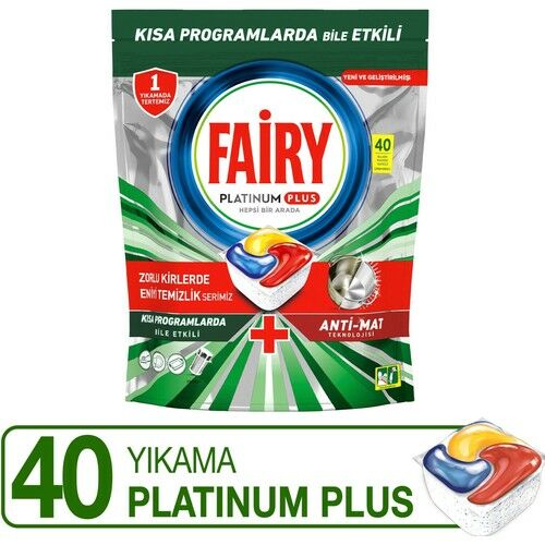 Fairy Platinum Plus Bulaşık Makinesi Deterjanı Kapsülü / Tableti, 40 Yıkama Limon Kokulu