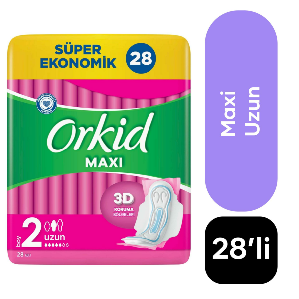 Orkid Maxi Hijyenik Ped Uzun Süper Ekonomik Paket 28'li