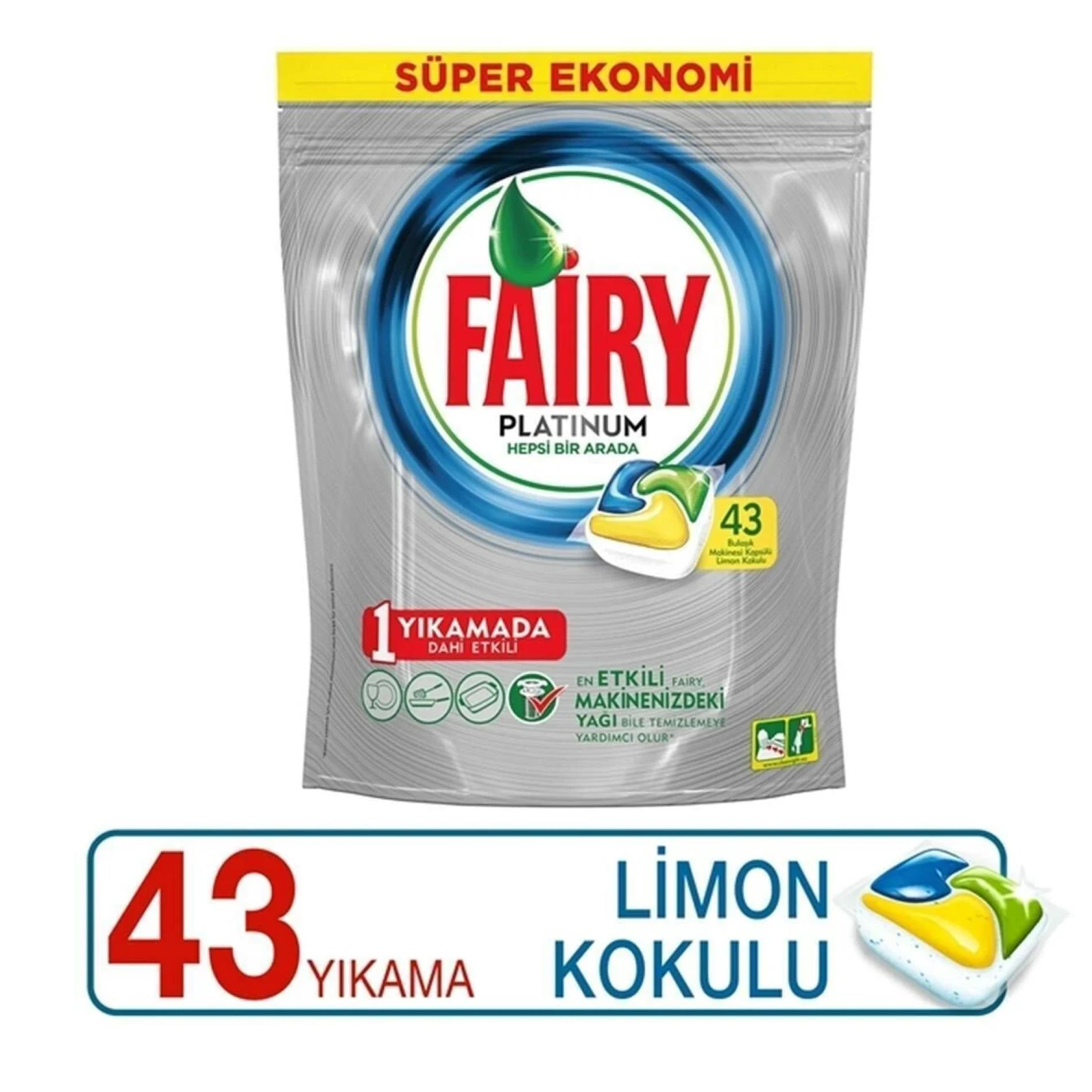 Fairy Platinum Bulaşık Makinesi Deterjanı Kapsülü 43 Yıkama Limon Kokulu