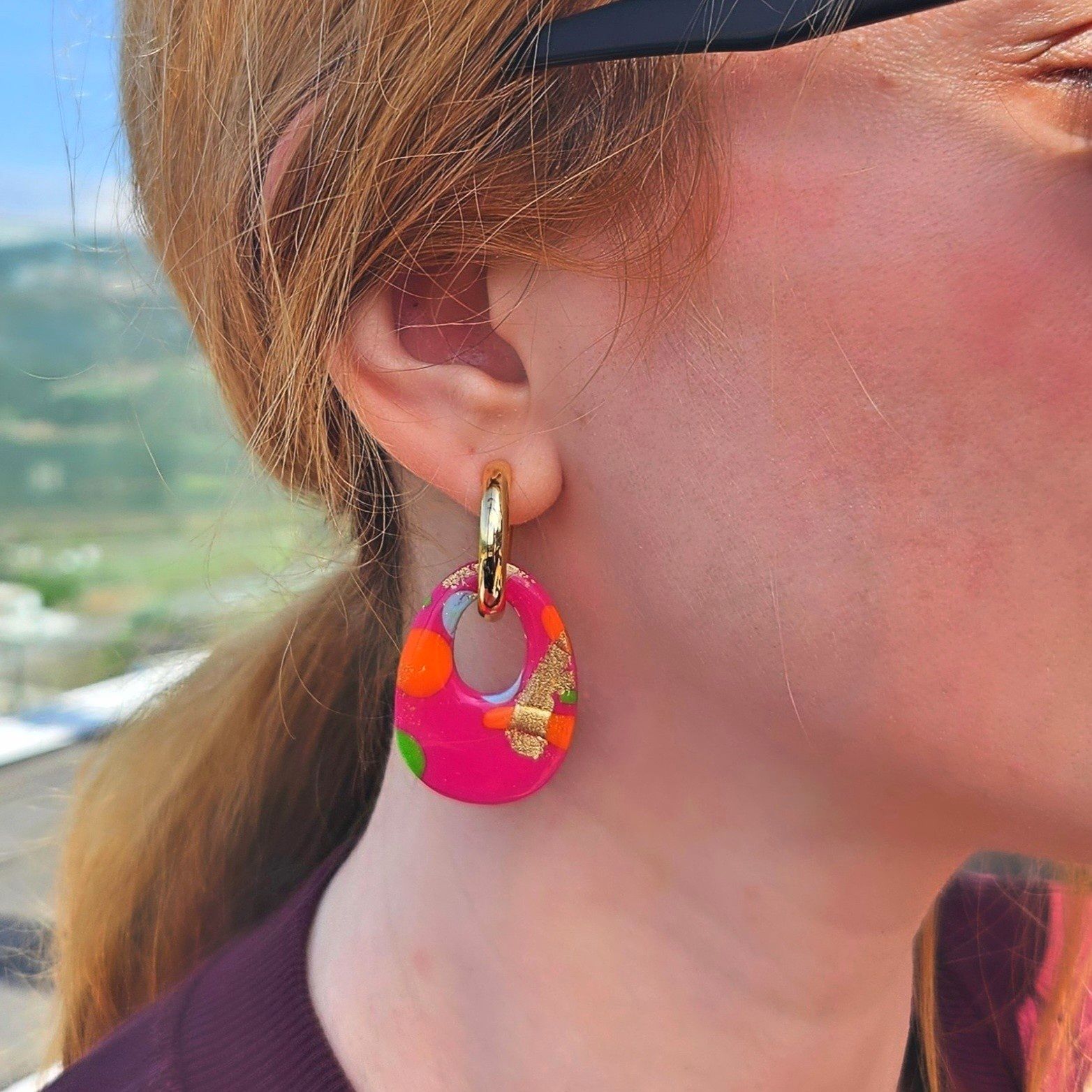 Dazzle Hoops Küpe Pembe