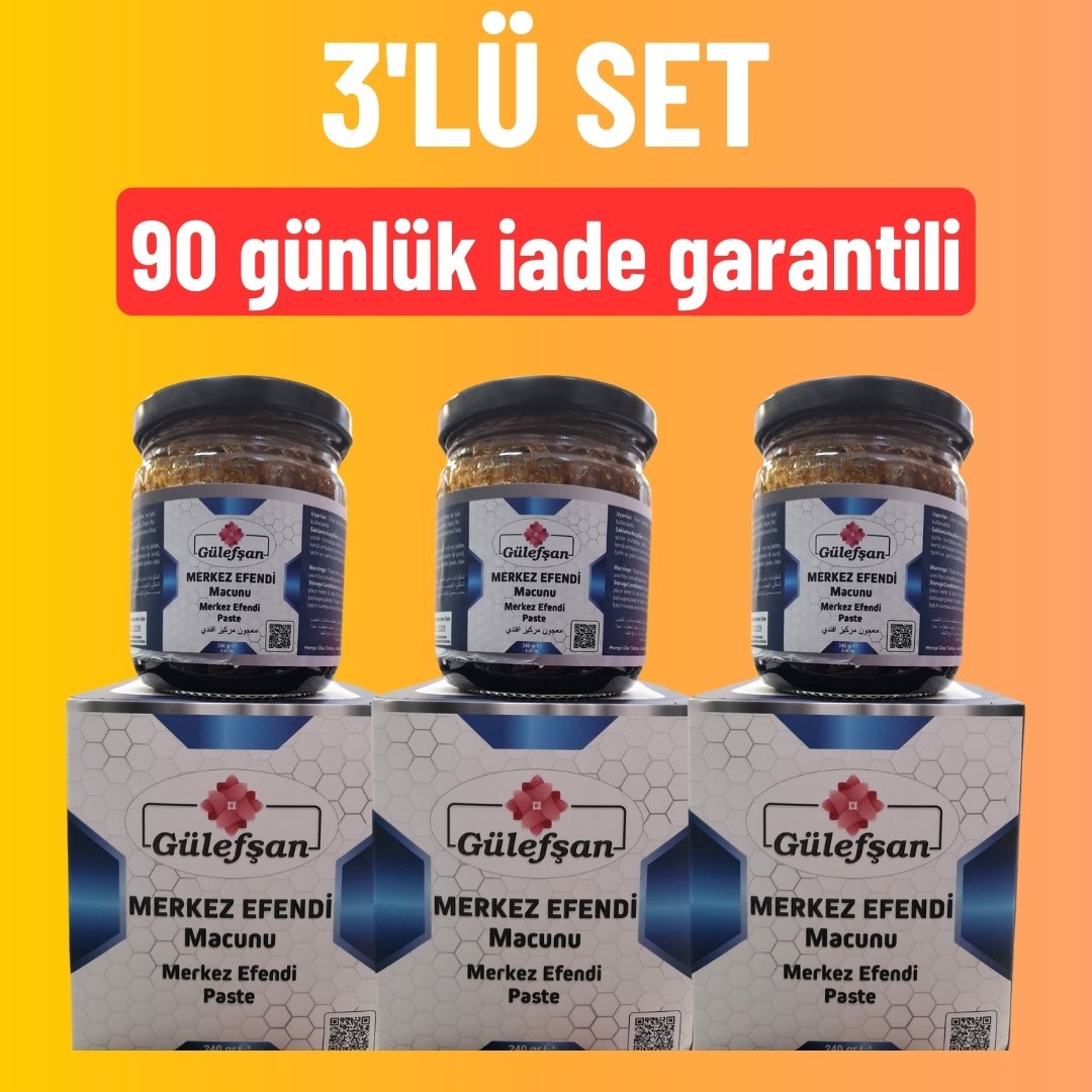 3'LÜ SET Gülefşan Merkez Efendi Macunu 3x240 gr. 90 GÜNLÜK İADE GARANTİSİYLE