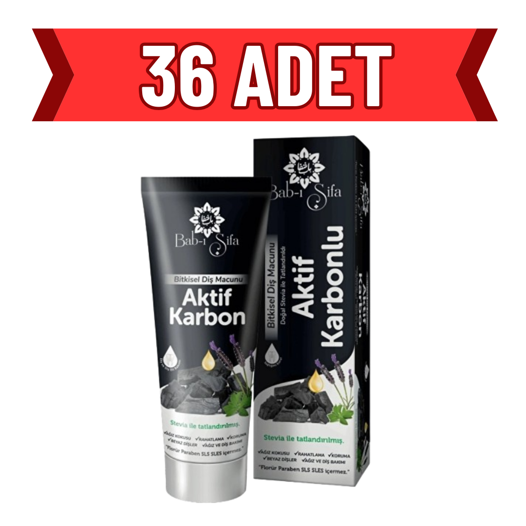 36 ADET Bab-ı Şifa Aktif Karbon Diş Macunu 140 gr.