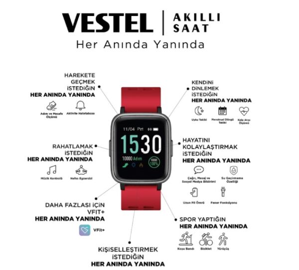 Vestel Akıllı Saat Kırmızı A Sınıfı (Revizyonlu)