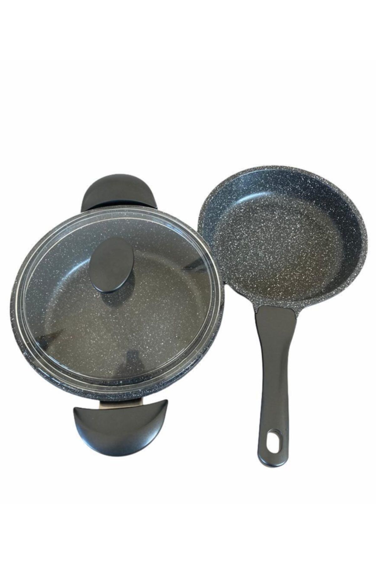 2'li Set 24cm Basık Tencere Ve 24cm Tava /gri