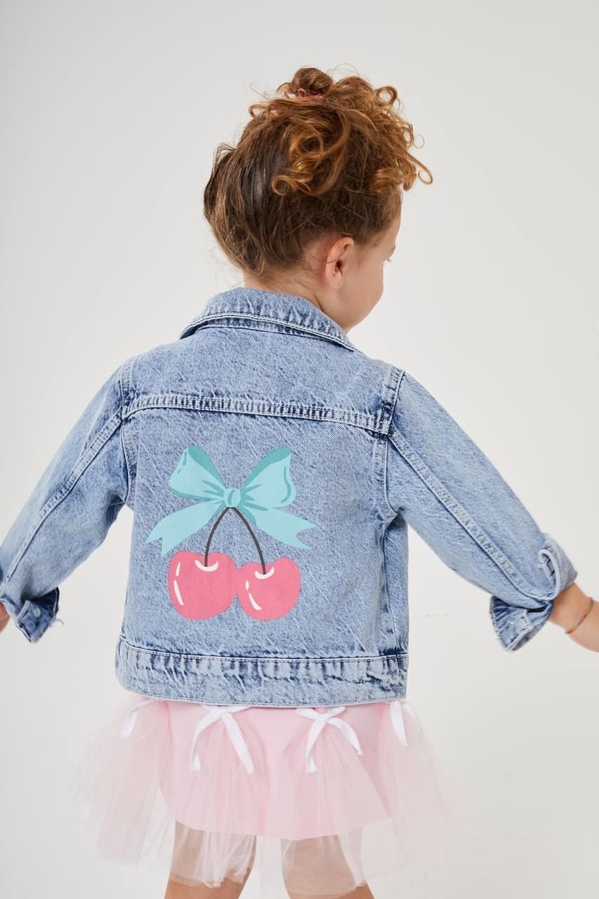 Kirazlı denim ceket