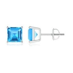 Blue Topaz 14 Ayar Altın Küpe