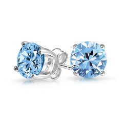 Blue Topaz Altın Tektaş Küpe