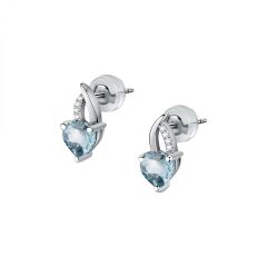 Pırlanta Altın Blue Topaz Kalp Set