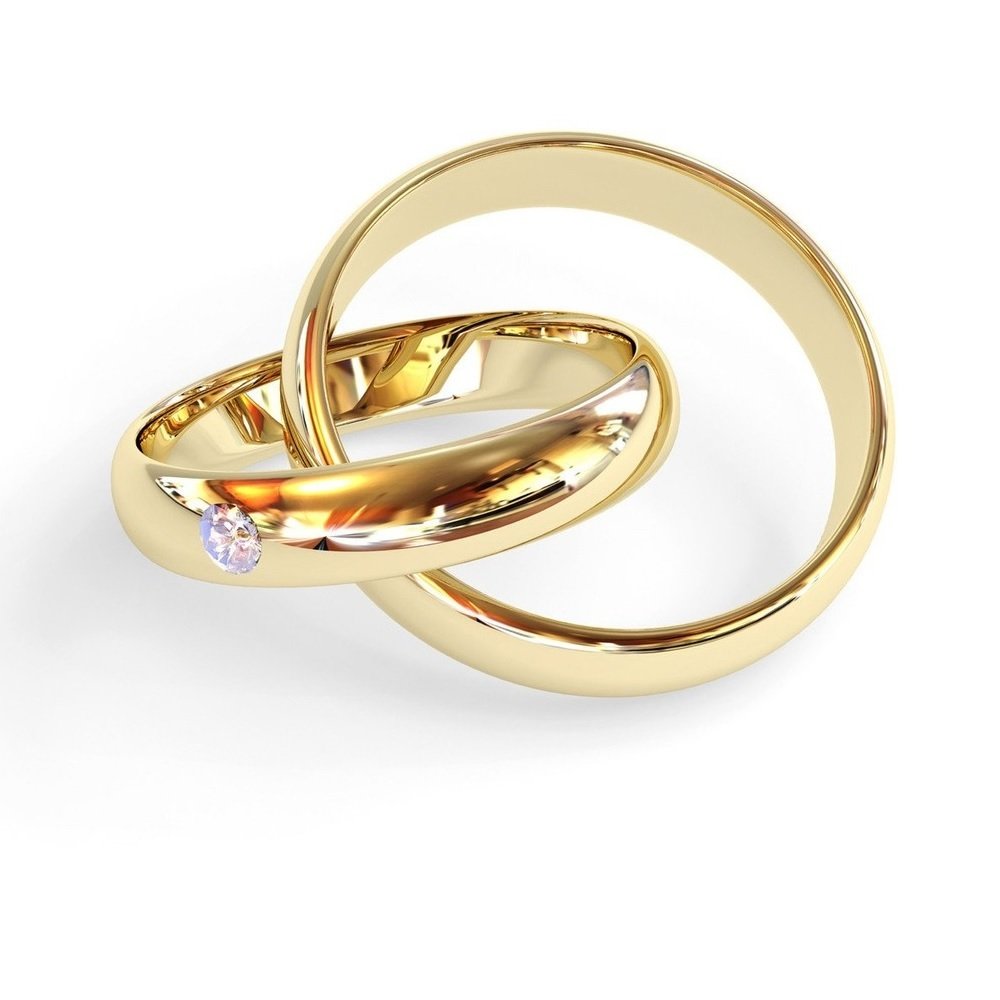 Pırlanta 14 Ayar Altın Çift Evlilik Alyansı