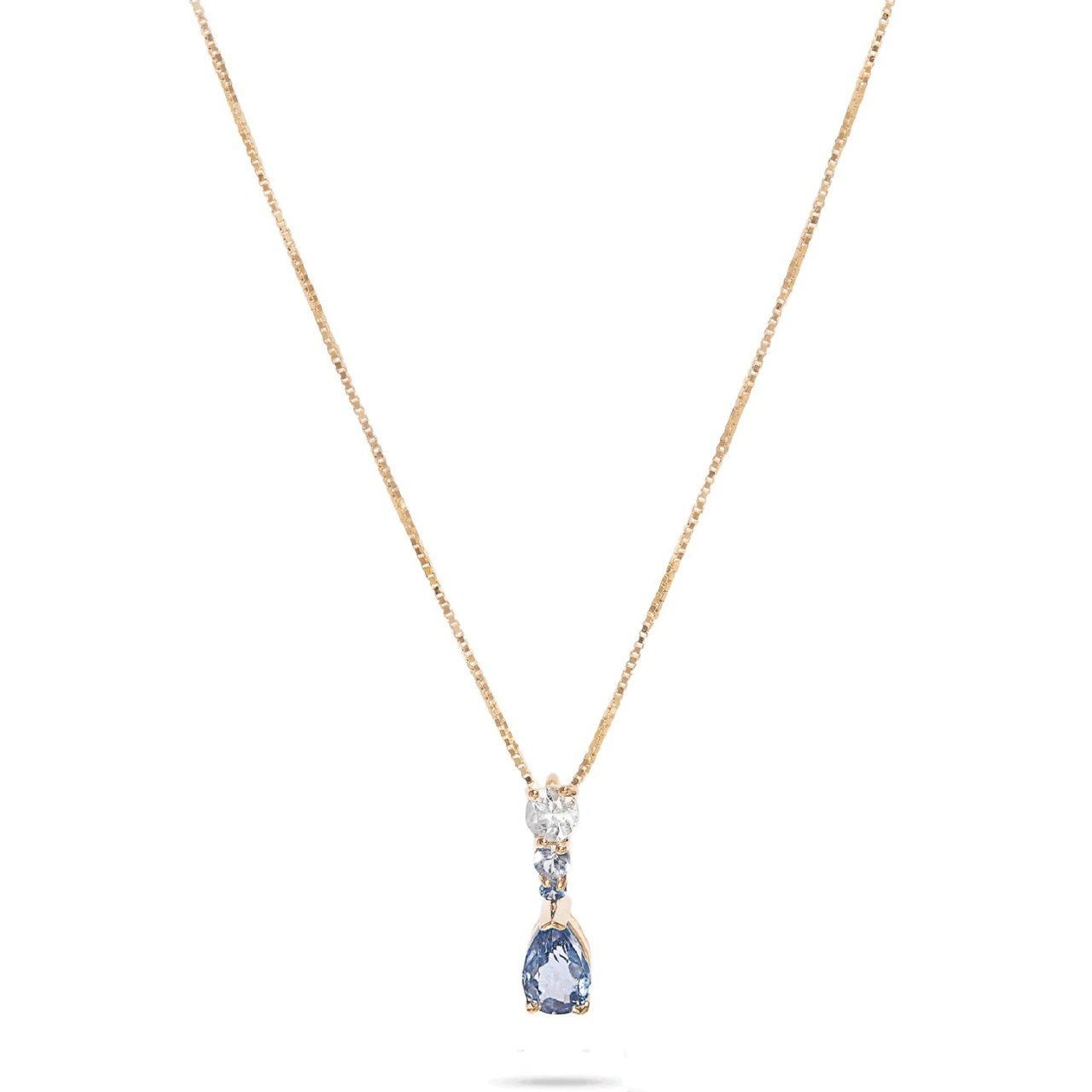 Blue Topaz Altın Renkli Kolye