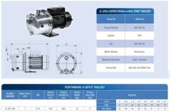 Alarko JET D-JDTM-100 - 1 HP - 220 V Kendinden Emişli Çelik Jet Santrifüj Pompa