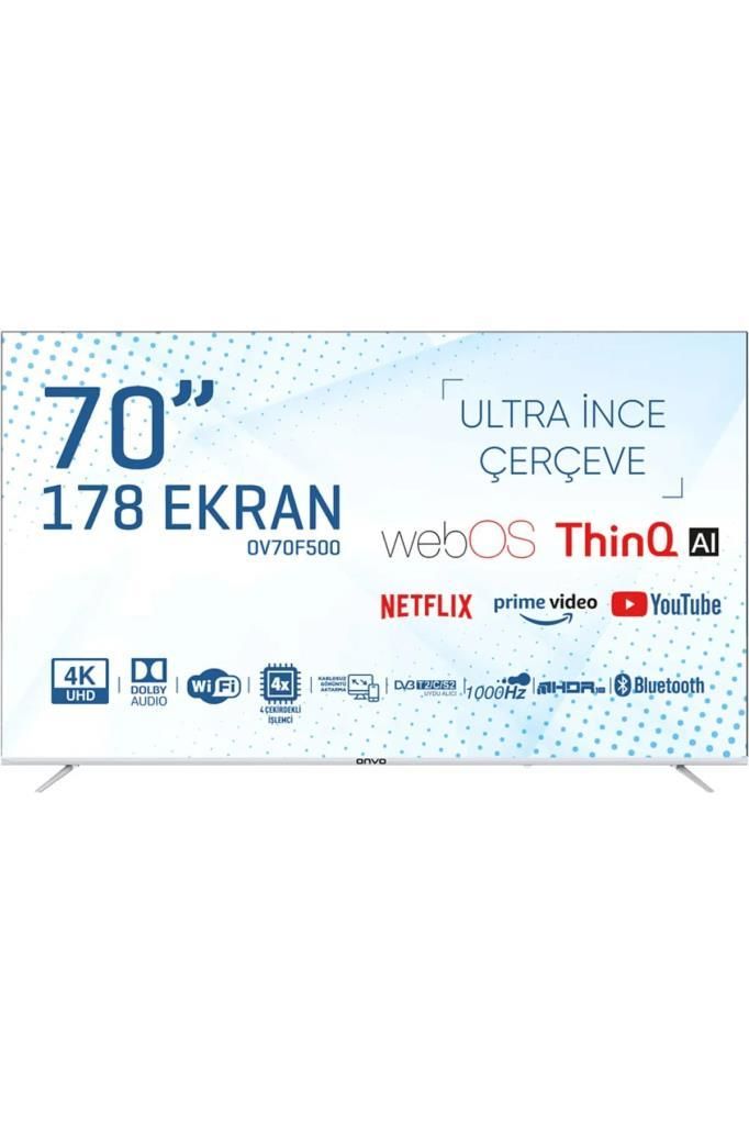Onvo OV70F500 4K Ultra HD 70'' 178 Ekran Uydu Alıcılı webOS Smart LED TV