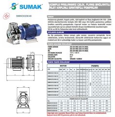 Sumak SMINOX200/40 Komple Paslanmaz Çelik, Flanş Bağlantılı Santrifüj Pompa Trifaze (380V) - 10 Hp