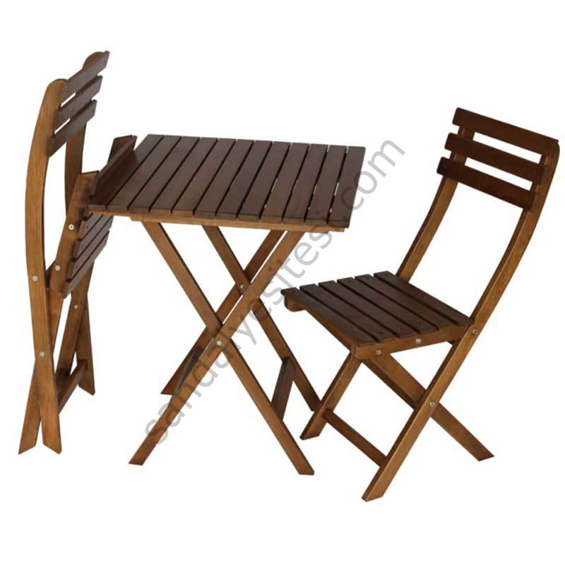Ador Katlanabir Balkon Seti Ceviz