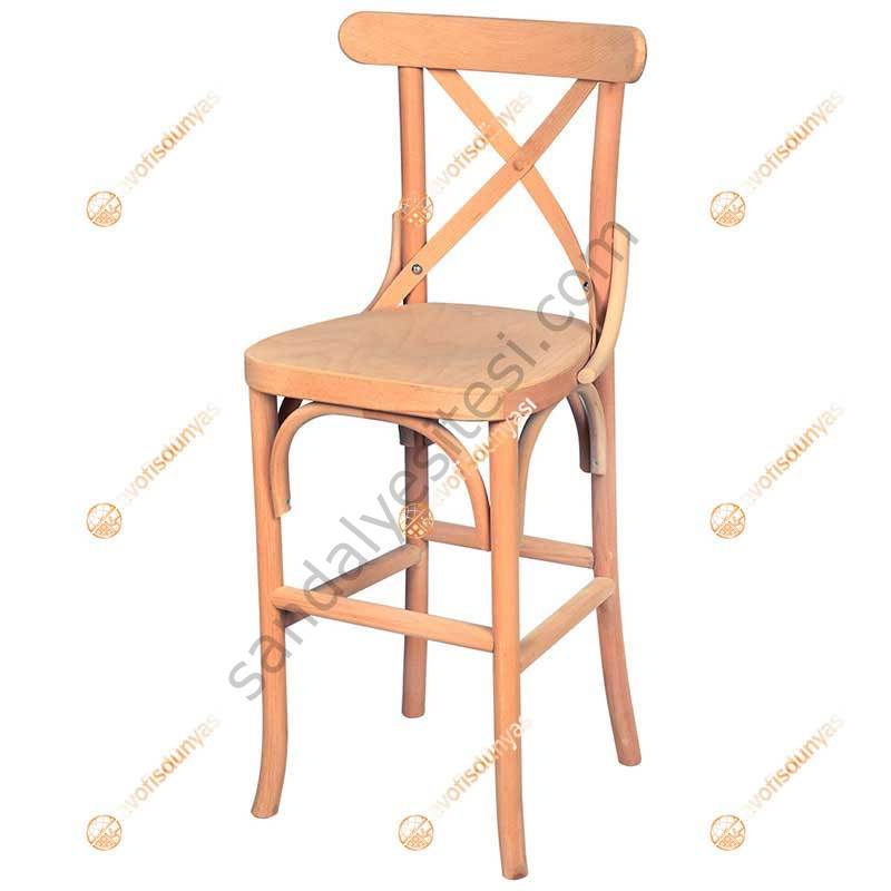 Baroun Ham Ahşap Bar Sandalyesi