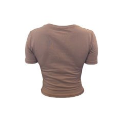 Kahverengi Kısa Kollu Basic Crop Tişört