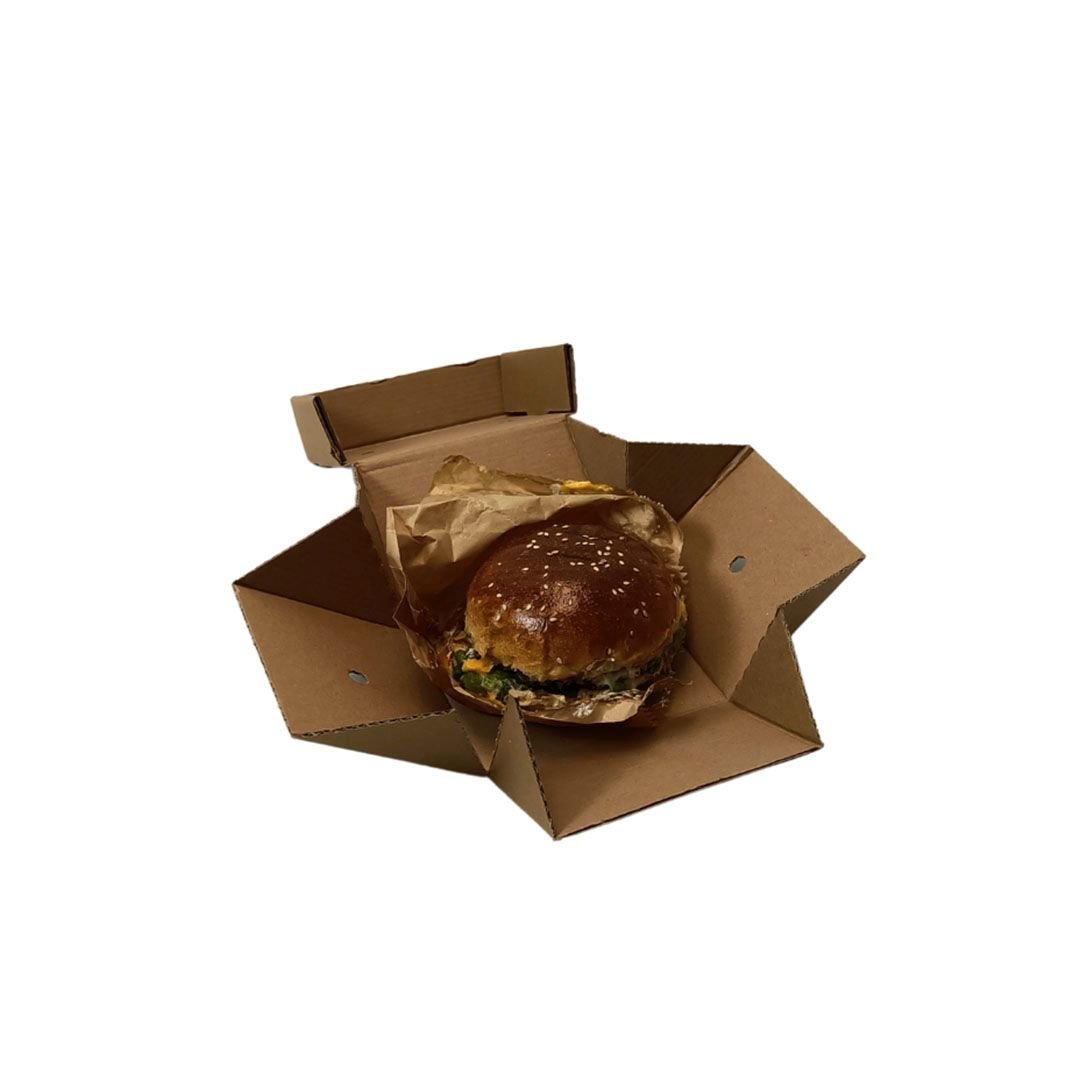 12,5x12,5x10 cm Esmer Tepsi Tipi Hamburger Kutusu