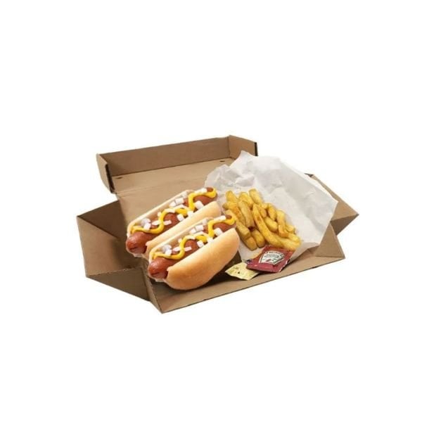 21x12x8 cm Esmer Tepsi Tipi Sandviç Hot Dog Kutusu