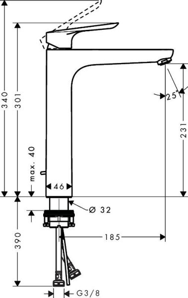 Hansgrohe Logis E Tek Kollu Çanak Lavabo Bataryası 230 Kumandalı 71179000