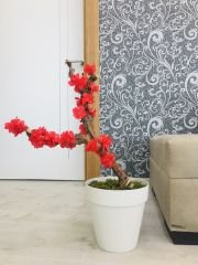 Yapay Çiçek 1 adet 40-80 cm Kırmızı Bahar Dalı Yapay Bitki Ağaç Bonsai Ağacı