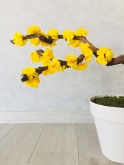 Yapay Çiçek 1 adet 40-80 cm Sarı Bahar Dalı Yapay Bitki Ağaç Bonsai Ağacı