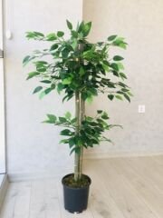 Yapay Çiçek 1 adet 105 cm Yeşil Yapraklı Benjamin Ağacı Saksıda Yapay Bitki Ağaç Bonsai Ağacı