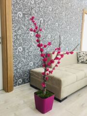 Yapay Çiçek 1 adet 80-100 cm Mor Bahar Dalı Yapay Bitki Ağaç Saksıda Yapay Çiçek Bonsai Ağacı