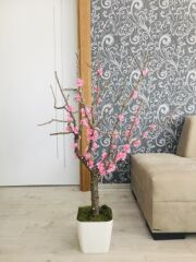 Yapay Çiçek 1 adet 80-100 cm Pembe Bahar Dalı Yapay Bitki Ağaç Saksıda Yapay Çiçek Bonsai Ağacı