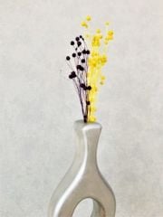 Vazo 1 adet 27 cm Gümüş Renk Dekoratif Vazo Seramik Biblo Yapay Çiçek Vazosu Obje