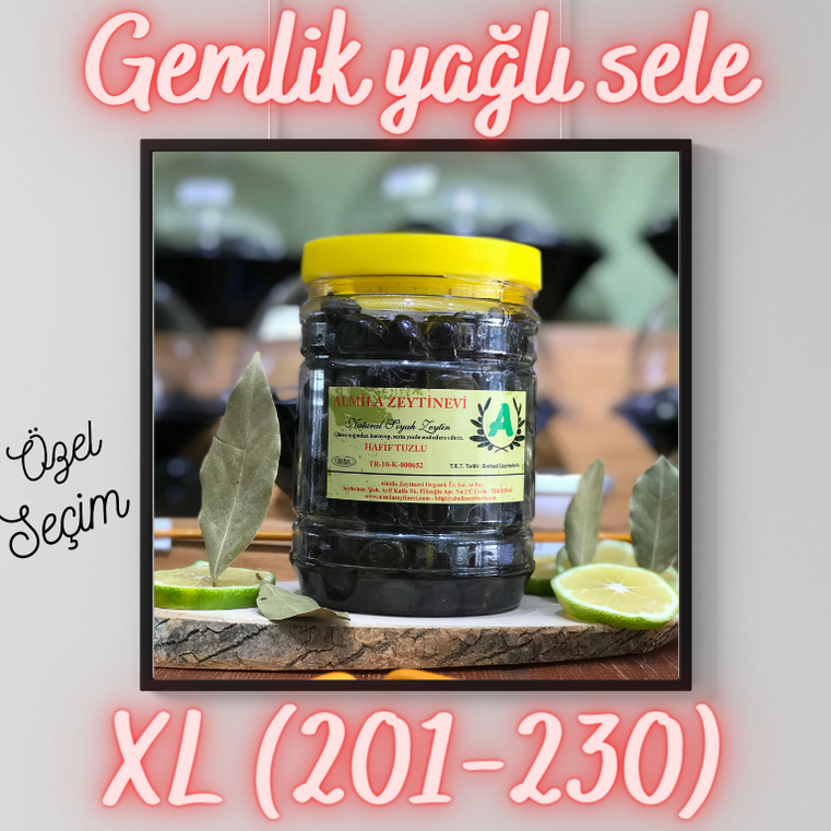 Gemlik Tipi Siyah Yağlı Sele Zeytin ''XL'' 1000g