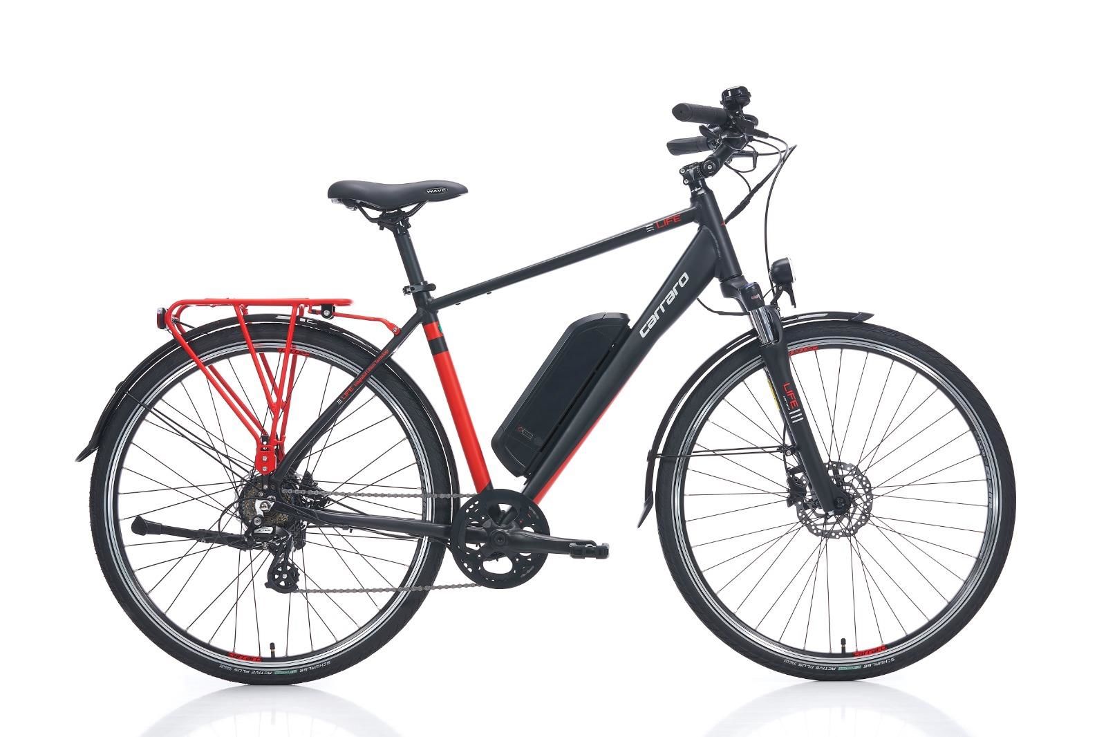 CARRARO e-Line eLife 2.1 7V HD Elektrikli Şehir Bisikleti Mat Siyah - Kırmızı 52CM