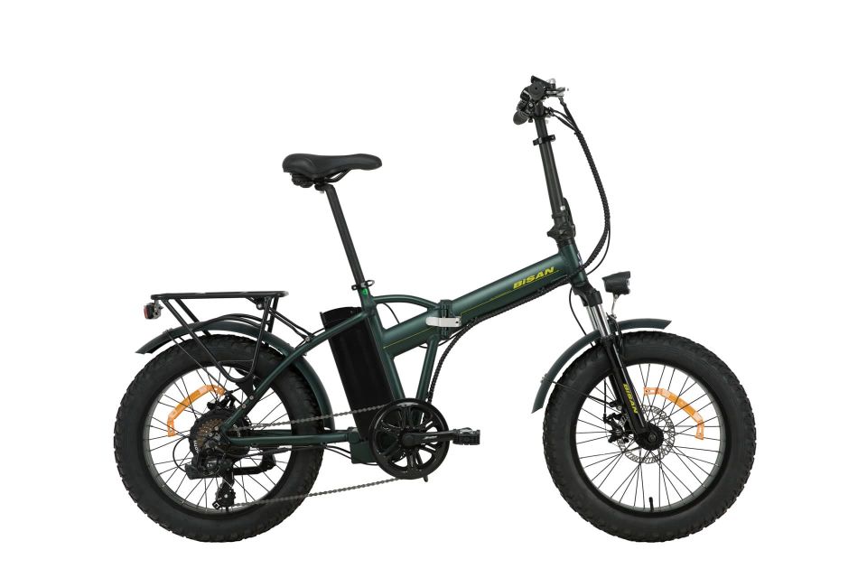 BİSAN e-Folding F2 20 Jant Elektrikli Fat Bike Katlanır Bisiklet Haki - Sarı