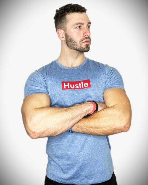 Unsgear Hustle Logolu T-Shirt (Mavi)