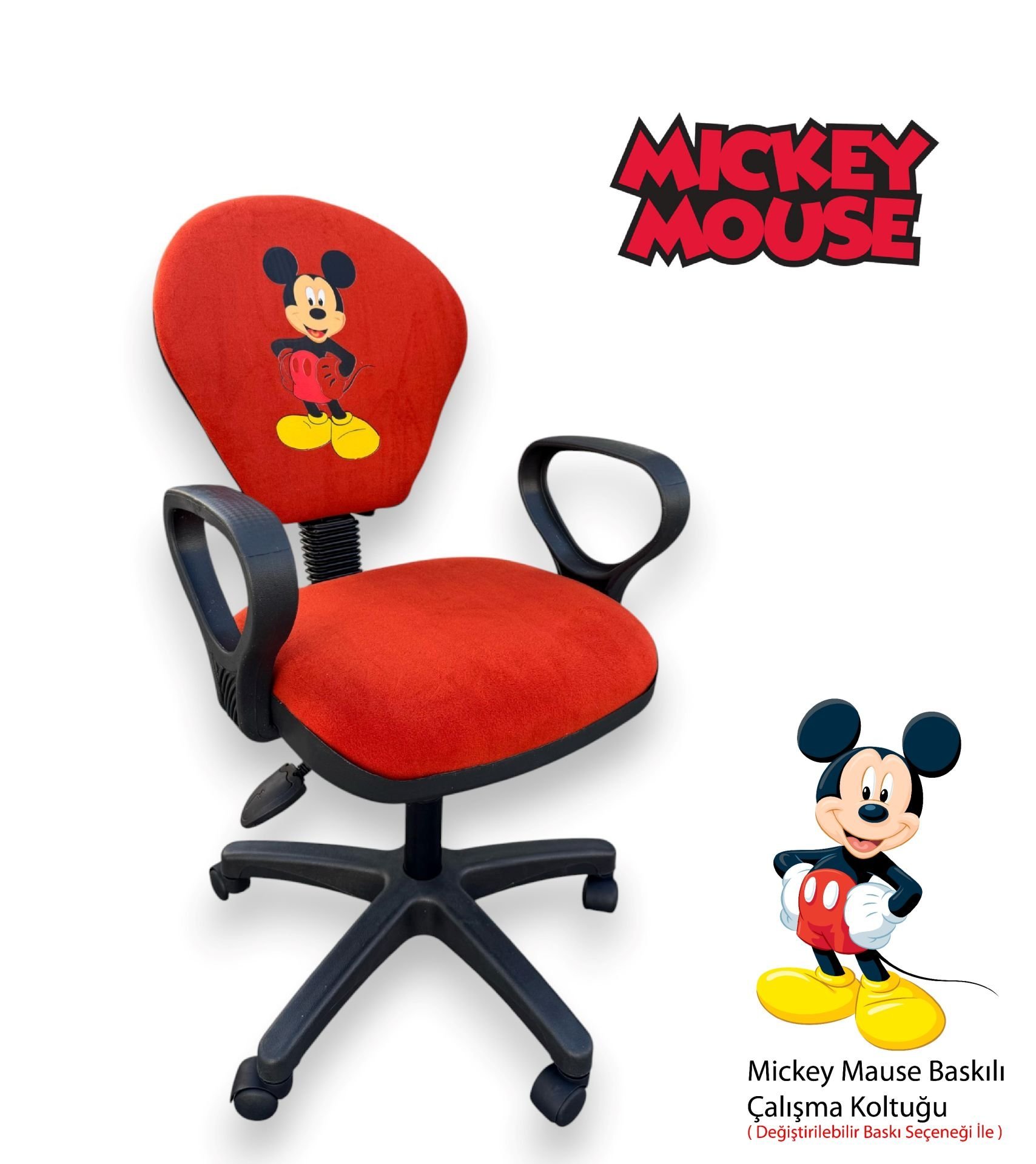 Mickey Mause Ofis Çalışma Koltuğu Döner Sandalye Çocuk Odası Ders Sandalyesi Yükseklik Ayarlı Koltuk