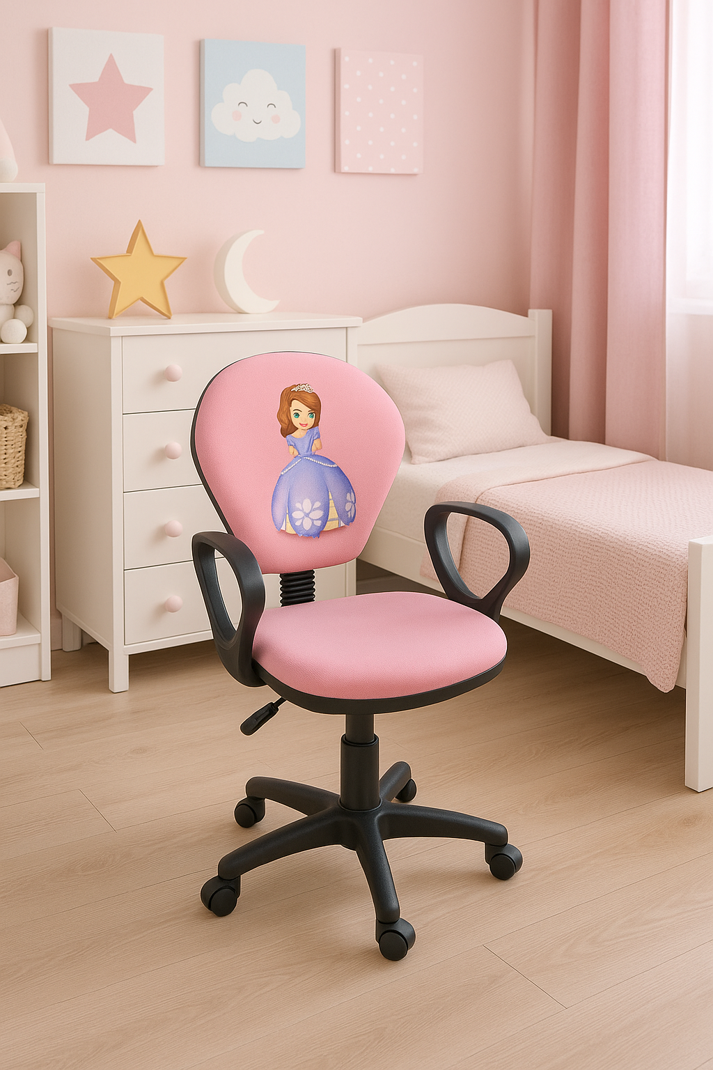 Pembe Prenses Sandalye Çocuk Odası Ders Çalışma Sandalyesi Ofis Koltuğu Kız Çocuk Sandalyesi