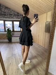 Siyah Tensel şort elbise