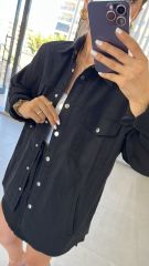 Gabardin Siyah Gömlek Ceket