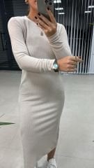 Ms Vizon Yırtmaçlı Yumoş Elbise