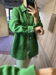 Gabardin yeşil gömlek ceket