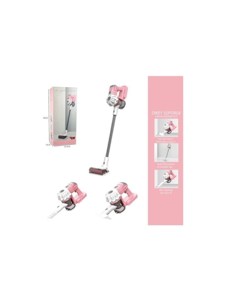 Pilli Sesli Model Çekme Özellikli Dikey Süpürge 75 cm-Vakumlu elektrik Süpürge pembe
