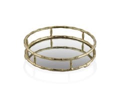Bamboo Round Small Tray Gold 39X39X8 Cm