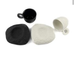 Stone Siyah Beyaz 6lı Kahve Fincanı Seti