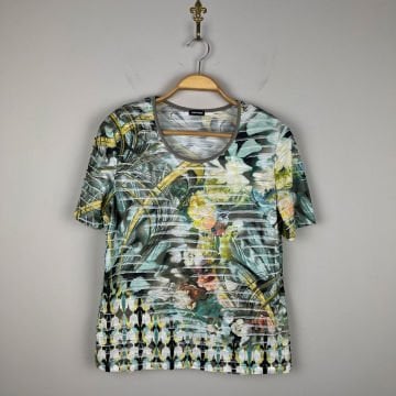 Gerry Weber Kadın Pileli Çiçek Desenli Tshirt L Beden