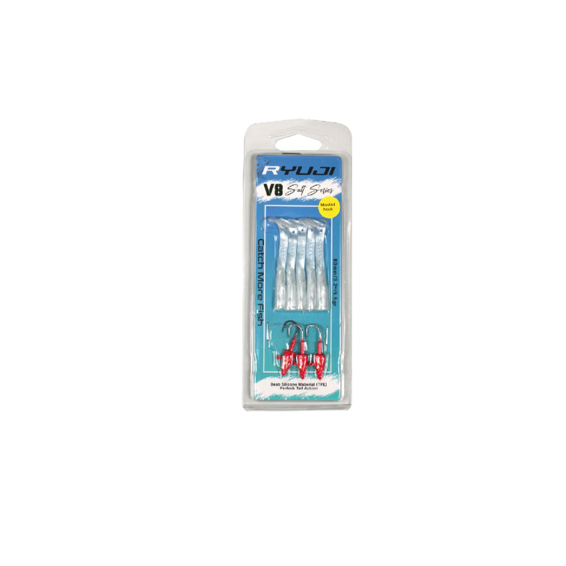 Ryuji V8 8cm 5.5gr Red Head White Silver Silikon Yem