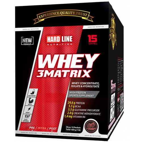 Hardline Whey 3 Matrix Protein Tozu Çilekli 30 Gr 15 Adet