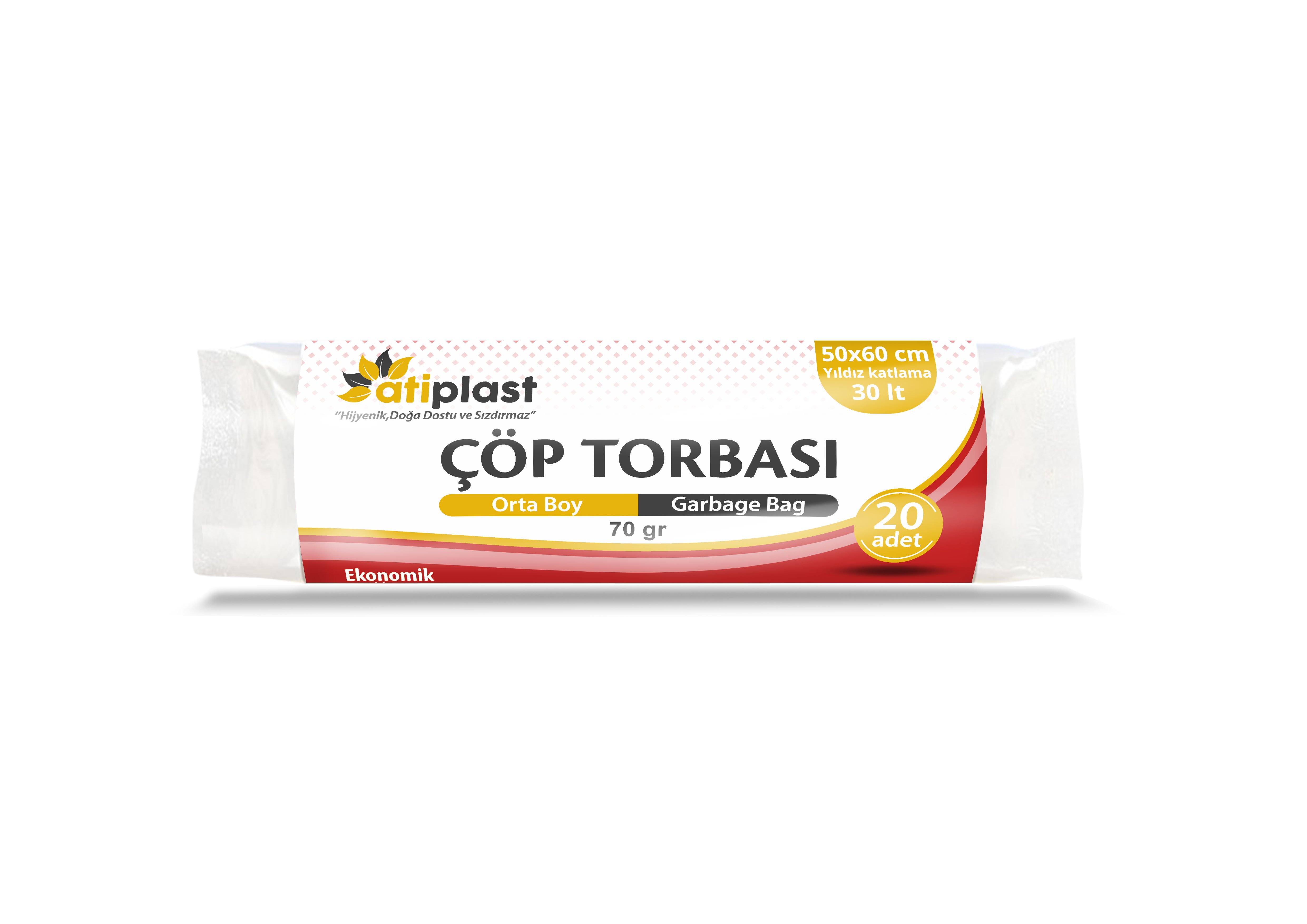 Atiplast Orta Boy Çöp Torbası 55x60 70 Gr Siyah