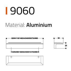 9060  LİNE-ÇİZGİLİ KULP KROM RENK TEK ADET