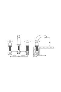 NOSTALGIC 3 DELİKLİ LAVABO BATARYASI  - BRONZ